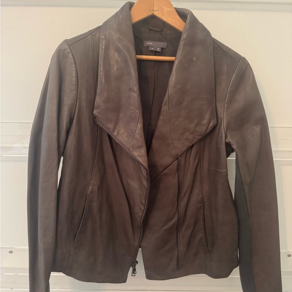 Vince Grey Leather Jacket